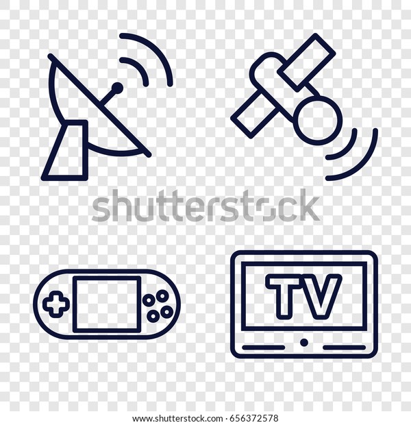 Tv icons set. set of 4 tv outline icons such as
portable console, tv