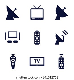Tv icons set. set of 9 tv filled icons such as satellite