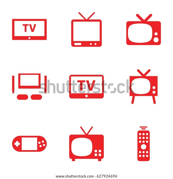 Tv icons set. set of 9 tv filled icons\
such as TV, portable console, remote\
control
