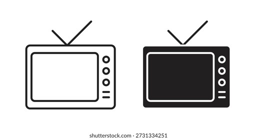 Conjunto de iconos de TV. Ilustración vectorial de línea simple