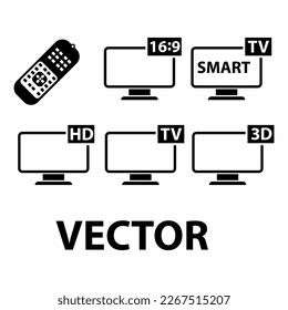 Fijación de iconos de televisión. ilustración de icono de vector tv en fondo blanco..eps