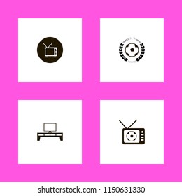 tv icons. tv table, football game, football tv match and tv vector icons set
