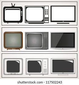 TV Icons, Vector illustration, Isolated. Chronological Television Icon - Set