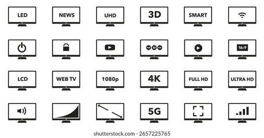 TV-Symbole, Vektorsatzbild