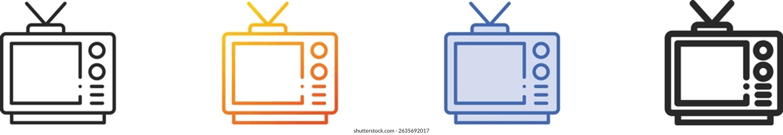 tv icon.Thin Linear, Gradient, Blue Stroke and bold Style Design Isolated On White Background