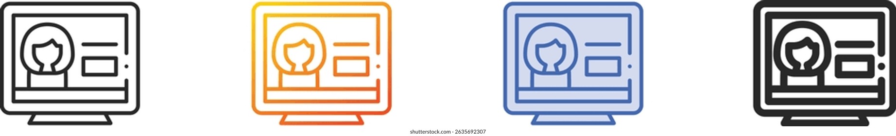 tv icon.Thin Linear, Gradient, Blue Stroke and bold Style Design Isolated On White Background