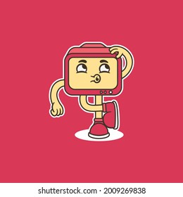 tv illustration with cute cartoon style and suitable for t-shirt and sticker screen printing