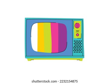 Ilustración de TV. Televisión retro. Televisión de color retro. vector de estilo de los años 90. Ilustración de moda de los años 90. Nostalgia de los años 90.