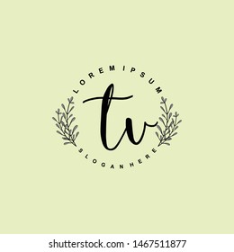 TV Initial beauty floral logo template