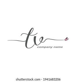 TV Initial Handwriting logo luxury vector beauty