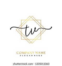 TV Initial Handwriting logo template vector