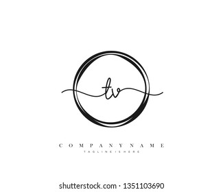 TV initial handwriting logo template vector