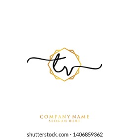 TV Initial handwriting logo template