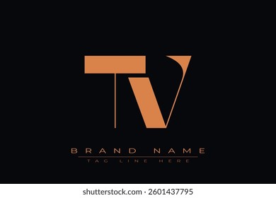 TV initial letter logo design. Letter T and V luxury alphabet letter logo icon template