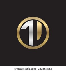 TV initial letters circle elegant logo golden silver black background