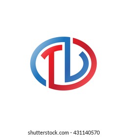 TV initial letters looping linked ellipse logo red blue