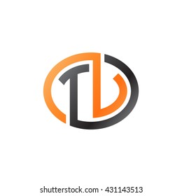 TV initial letters looping linked ellipse logo orange black
