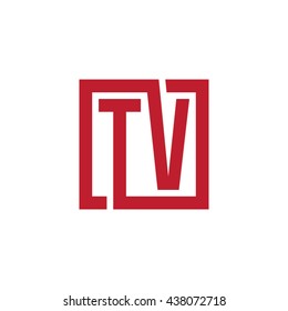 TV initial letters looping linked square logo red