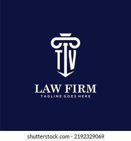TV initial monogram logo lawfirm with pillar design