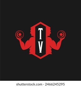 TV initials fitness sport gym logo design vector