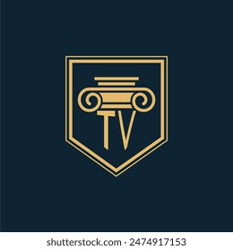 TV Initials Law Firm Logo Lawyer logo with creative law element