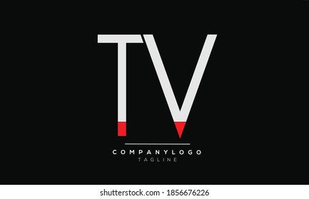Diseño del logotipo del alfabeto de texto en letra monográfica de las iniciales de TV