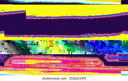 TV interference. Faulty digital video image. Abstract background of damaged television broadcast. Vector illustration.