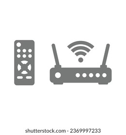 Tv and internet provider service icons. Remote control and router, wi fi, wireless connection and television icon set.