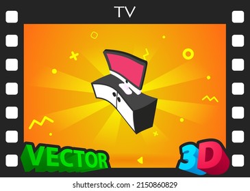 Tv isometric design icon. Vector web illustration. 3d colorful concept