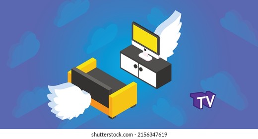 Tv isometric design icon. Vector web illustration. 3d colorful concept