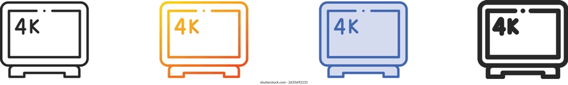 tv k icon.Thin Linear, Gradient, Blue Stroke and bold Style Design Isolated On White Background
