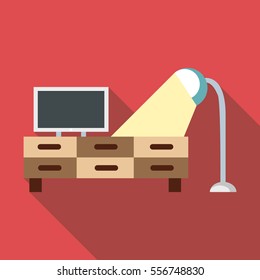 TV and lamp icon. Flat illustration of tv and lamp vector icon for web