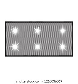 tv lcd, in black with transparent and light screen on a white background