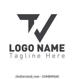 TV letter logo design template. T logo. V logo design