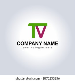 Diseño del icono vectorial de la plantilla de logotipo de la carta de TV con el nombre de la empresa y el eslogan.