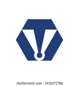 TV letter monogram logo design with hexagon shape