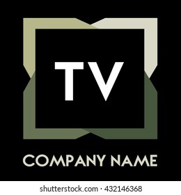 TV letters business logo creative  icon design template elements in abstract background logo, design identity in square with four colors, modern alphabet letters