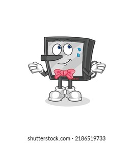 the tv lie like Pinocchio character. cartoon mascot vector
