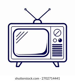 TV-Linie Kunstvektor auf weißem Hintergrund.