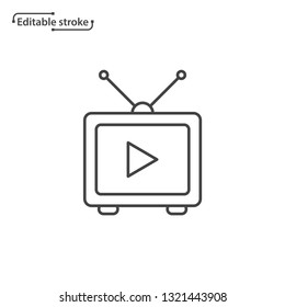 Tv line icon. Editable stroke. 