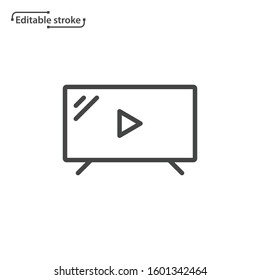 Tv line icon. Editable stroke. 