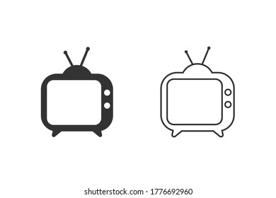TV line icon set. Tv Icon in trendy flat style isolated on white background. Television symbol for your web site design, logo, app, UI. Vector illustration