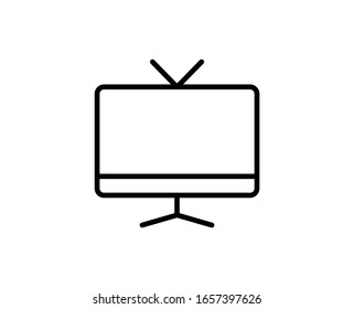 Icono de línea de TV. Símbolo vectorial en estilo plano y moderno sobre fondo blanco. Canto web para diseño.