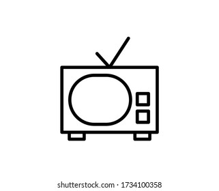 Icono de línea de TV. Símbolo vectorial en estilo plano y a la moda sobre fondo blanco. Canto web para diseño.
