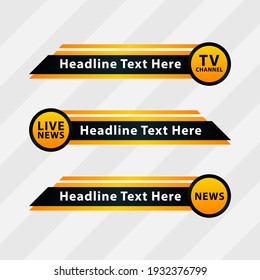 TV live news bars vector illustrations. Design template vector