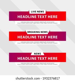 TV live news bars vector illustrations. Design template vector