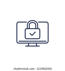 TV and lock line icon