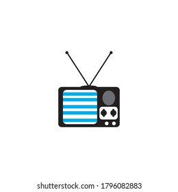 Símbolo de ilustración de icono plano de diseño de logotipo de TV