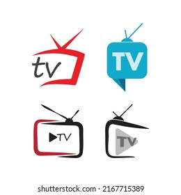 diseño de logotipo de TV plantilla de icono plana