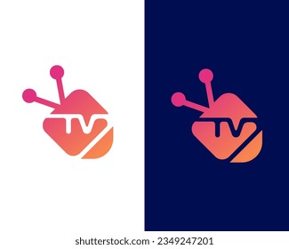Diseño del logotipo de televisión con el logotipo de letra d moderno